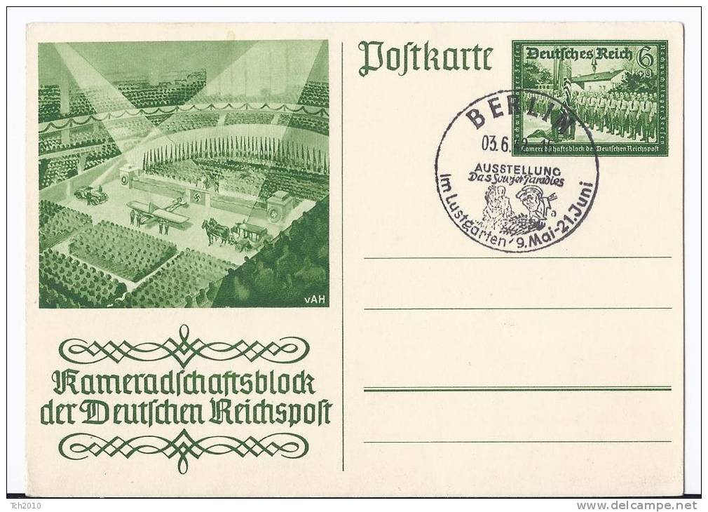 DT- Reich (A0616) Ganzsache P292 Mit Propagandastempel, Berlin, Ausstellung Das Sowjetparadies, Blanco Gest - Briefe U. Dokumente