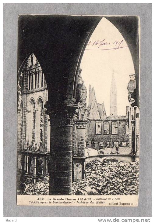 28329   Belgio,  La  Grande  Guerre  1914-15,  Bataille  De L"Yser,  Ypres  Apres  Le  Bombardement,  NV (scritta) - Ieper