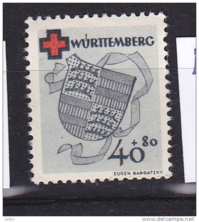 ALLEMAGNE  WURTENBERG  N°41 40P + 80P GRIS ET ROUGE ARMOIRIES SURTAXE AU PROFIT DE LA CROIX ROUGE NEUF SANS CHARNIERE - Andere & Zonder Classificatie