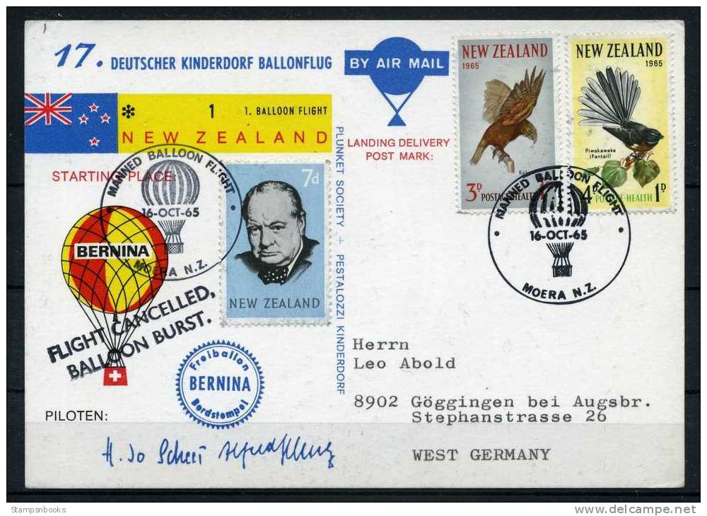 1965 NZ Balloon Flight Postcard - Moera DKB 17 - Other & Unclassified