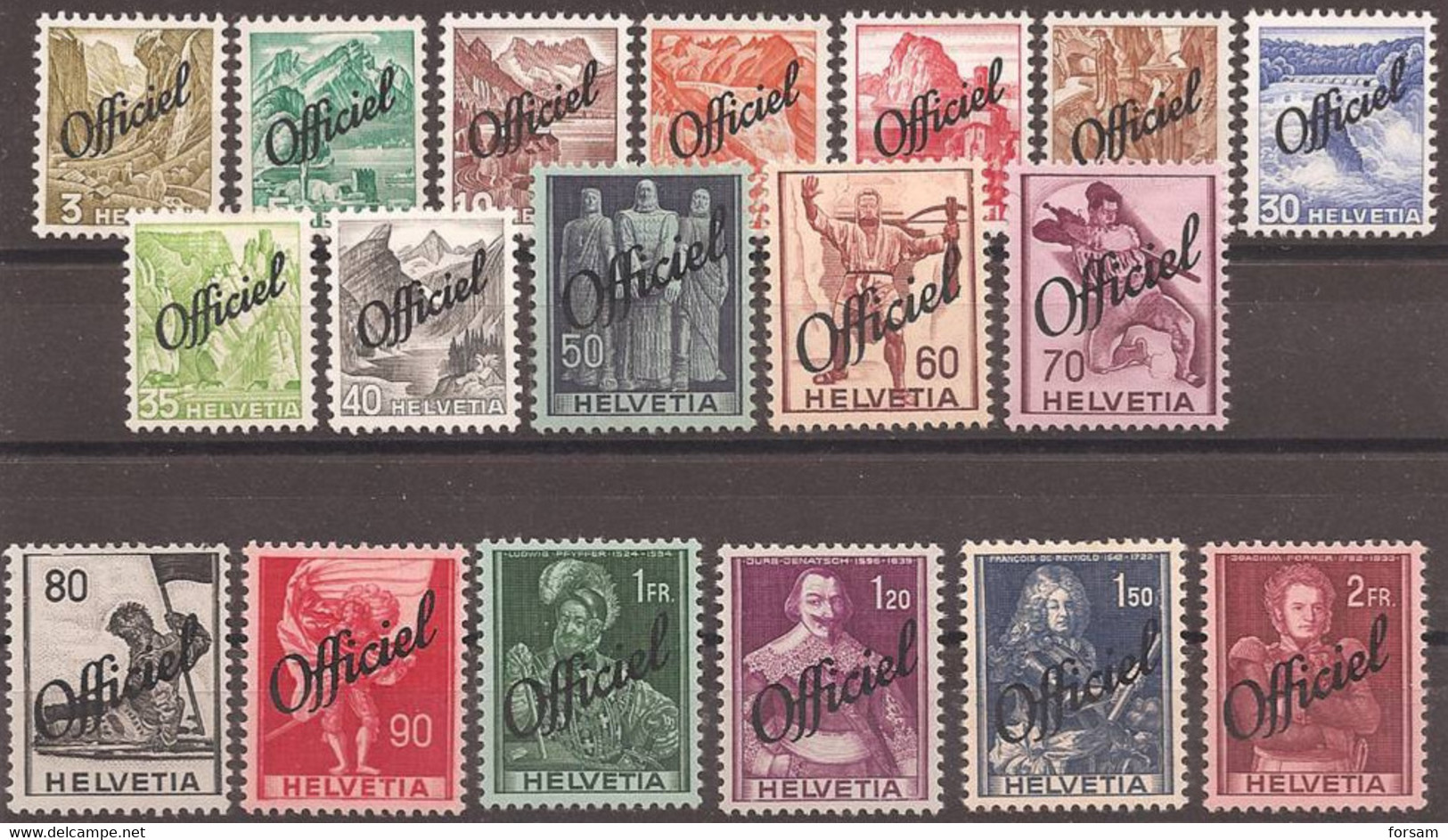 SWITZERLAND..1942..Michel   #  46-63...MLH...Dienstmarken...MiCV - 75 Euro. - Unused Stamps