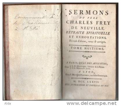 Sermons Du Père Charles Frey De Neuville   Tome 8ème  1777 La Providence Saint-Dié - 1701-1800