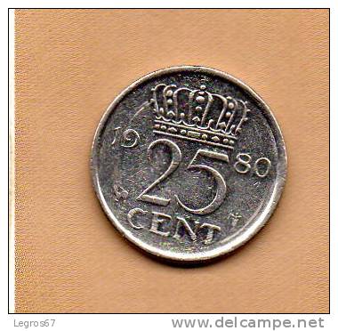 PIECE DE 25 CENTS PAYS BAS 1980 - 1948-1980 : Juliana