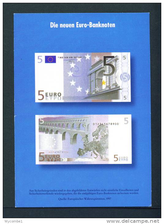 GERMANY  -  Introducing The Euro/Publicity Postcard/5 Euro  Unused As Scans - Monete (rappresentazioni)