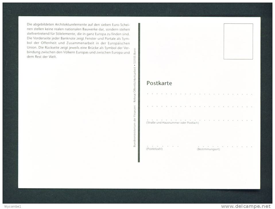 GERMANY  -  Introducing The Euro/Publicity Postcard/200 Euro  Unused As Scans - Münzen (Abb.)