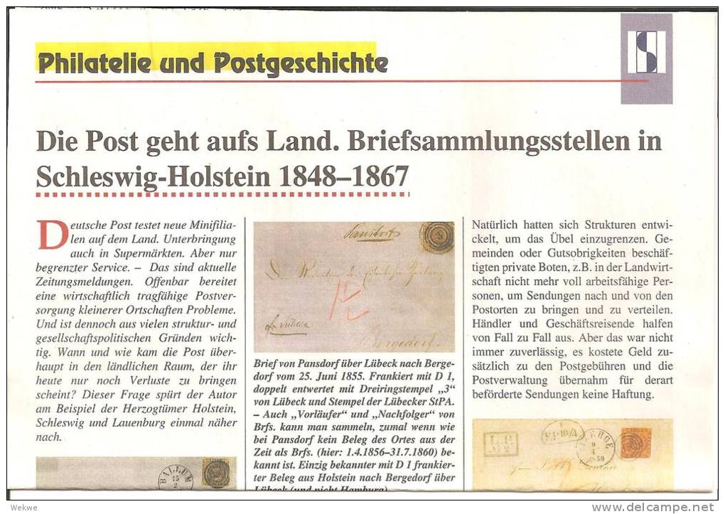 Schleswig-Holstein / Briefsammelstellen (Hilfspostaemter) Auf 3 DIN A4 Seiten. - Filatelia E Historia De Correos