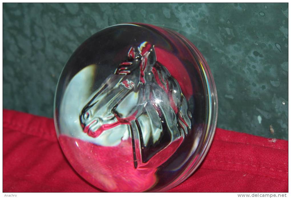 PRESSE PAPIER TETE DE CHEVAL VERRE CRISTAL / DECO TROPHEE - Paper-weights