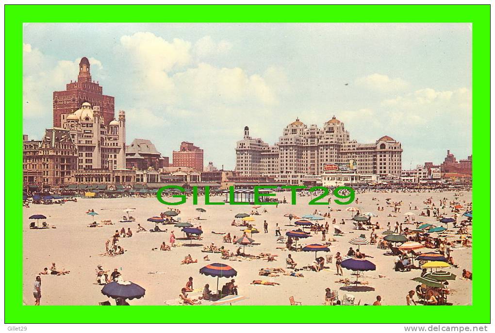 ATLANTIC CITY, NJ - SKYLINE SHOWING FAMOUS HOTELS & BEACH - TRAVEL IN 1967 - - Atlantic City
