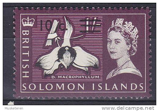 British Solomon Islands 1966 Mi. 144 Y      10 C Auf 1 (Sh) Königin Queen Elizabeth II & Orchidee Orchid Flower MNH** - Iles Salomon (...-1978)