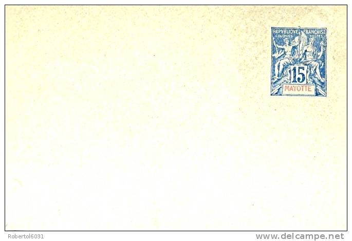 Mayotte Postal Stationery Envelope 15 C. Type "Groupe" Mint - Enteros Postales & PAP