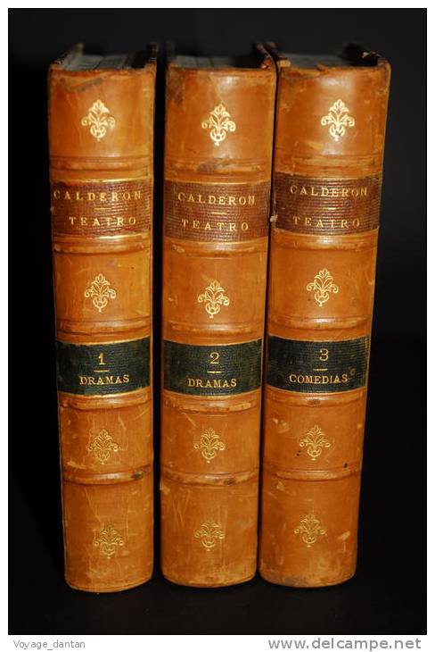 Livre Ancien, Theatre, Litterature Hispannique 1882 Calderon De La Barca  Teatro , Tome I , II , III  Dramas Et Comedias - Histoire Et Art