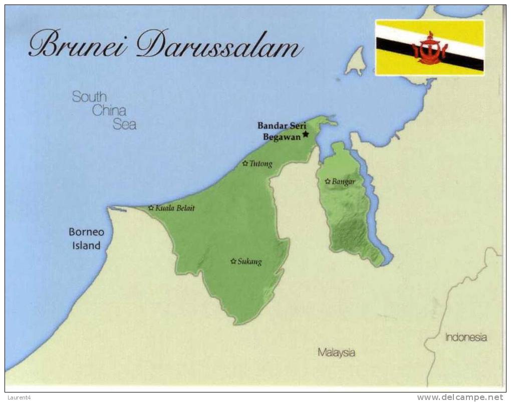 Map Of Brunei Darussalam - Carte Géographique De Brunei - Brunei