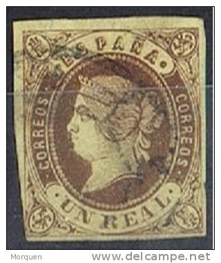 Sello 1 Real Isabel II 1862, Amarillo Oro, Num 61 A º - Oblitérés