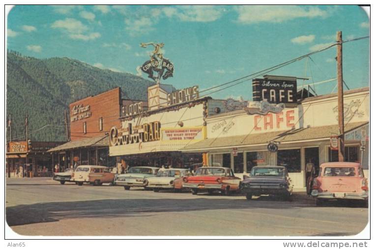 Jackson WY Wyoming, Street Scene, Autos Business Signs, C1950s/60s Vintage Postcard - Otros & Sin Clasificación