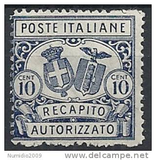 1928 REGNO RECAPITO AUTORIZZATO 10 CENT D.14 MNH ** - RR10660 - Poste Exprèsse