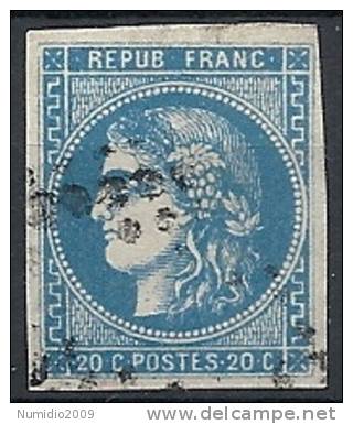 1870-71 FRANCIA USATO CERERE 20 CENT I TIPO - FR004 - 1870 Bordeaux Printing