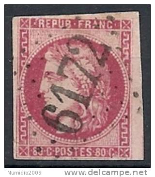 1870-71 FRANCIA USATO CERERE 80 CENT - FR004 - 1870 Bordeaux Printing