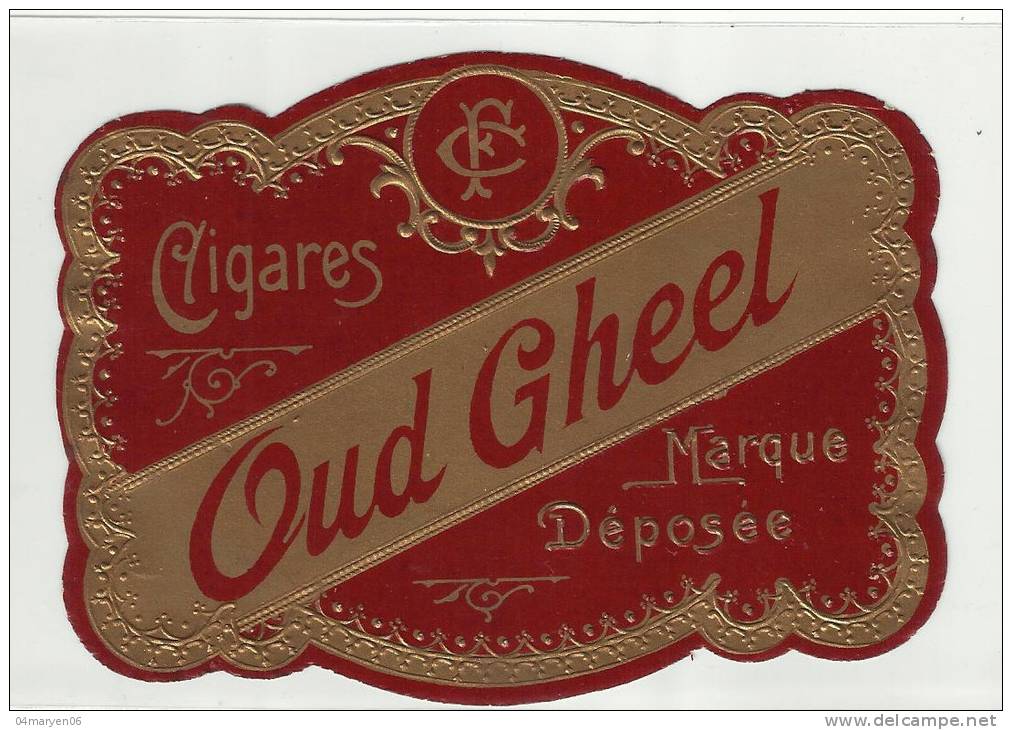 -  **.-GHEEL  ** - SIGARENKISTETIKET = "" Cigares - OUD  GHEEL "" - Labels