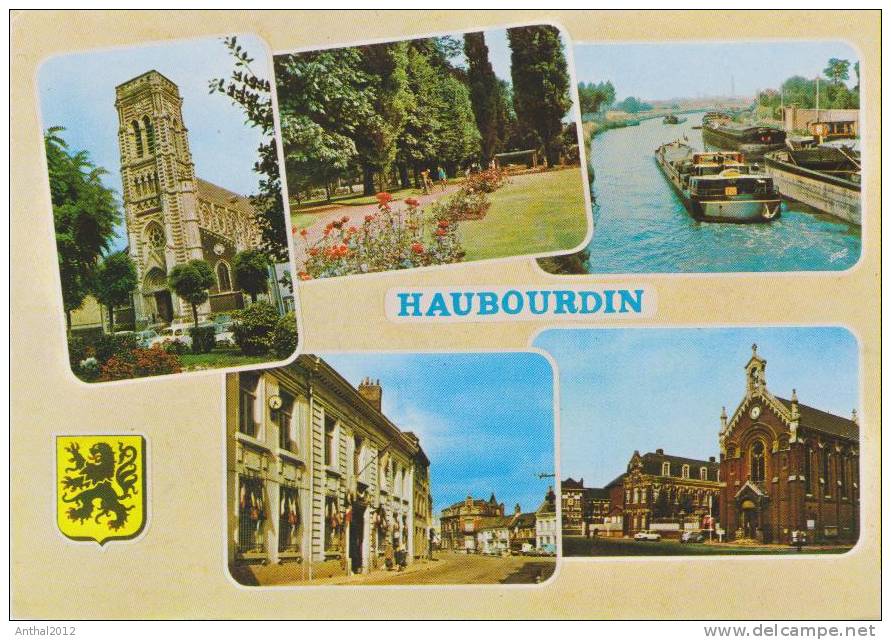 Haubourdin L'Eglise St-Maclou Le Jardin Public Le Canal L'Hotel De Ville Hospice Carte Plus Image - Haubourdin