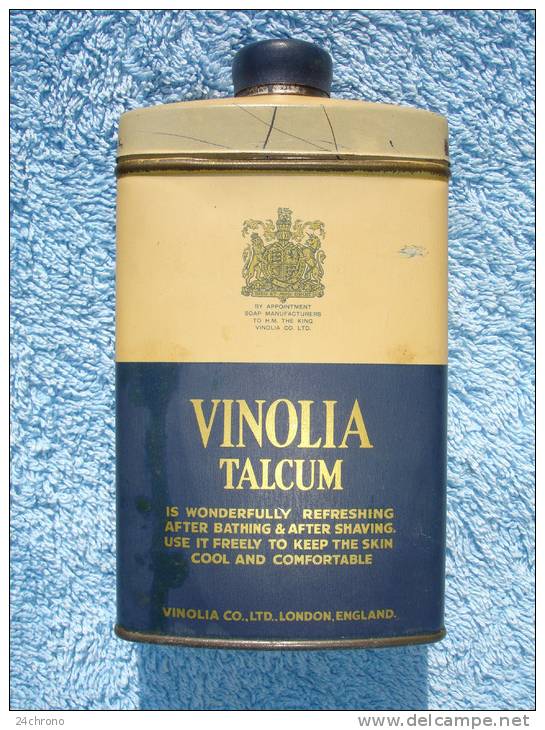 Boite De Talc: Vinolia Talcum Is Wonderfully Refreshing After Bathing & After Shaving, London, England (12-867) - Produits De Beauté