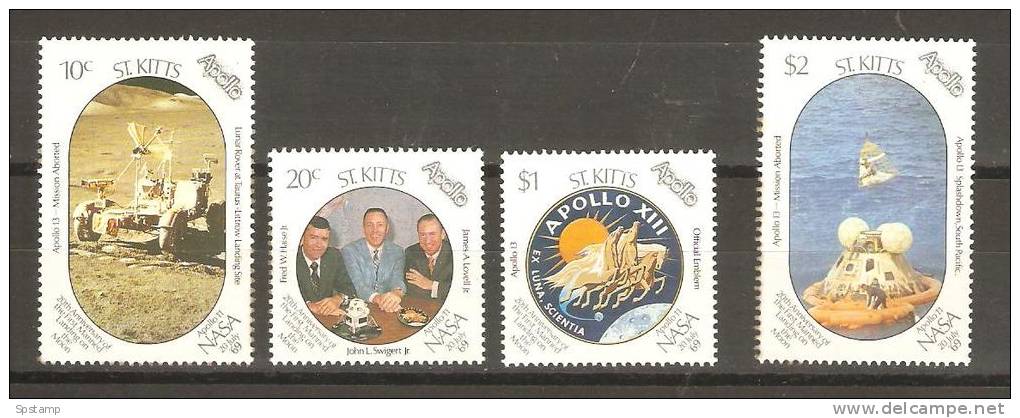 Saint Kitts 1989 Apollo Moon Landing Anniversary Set 4 MNH - St.Kitts En Nevis ( 1983-...)