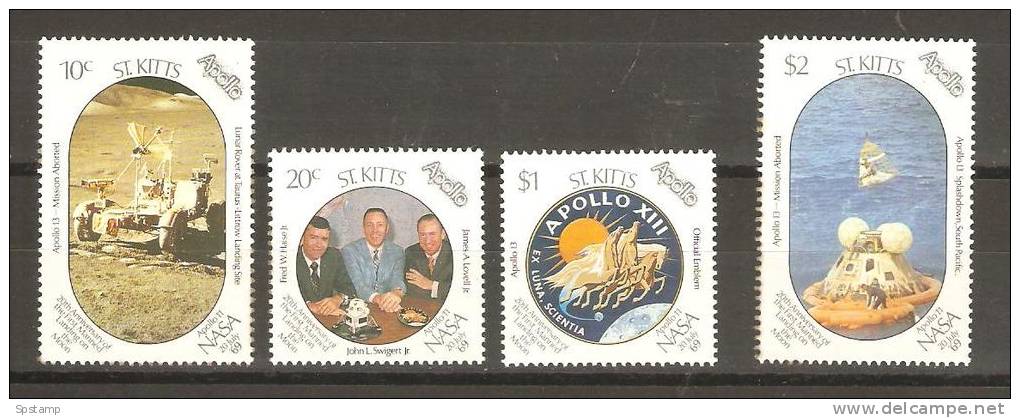 Saint Kitts 1989 Apollo Moon Landing Anniversary Set 4 MNH - St.Kitts Und Nevis ( 1983-...)