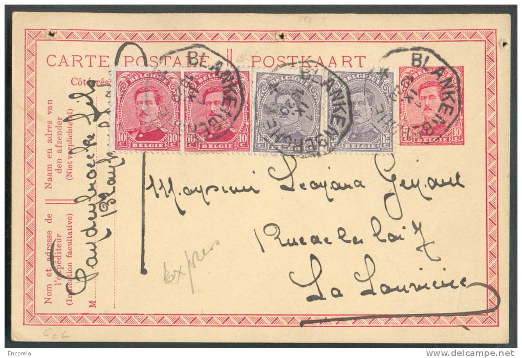 N°138(2)-139(2) En Affranchissement Complémentaire S/E.P. Carte 10 Centimes Obl. Télégraphique BLANKENBERGHE * Du 1-IX-1 - Briefkaarten 1909-1934