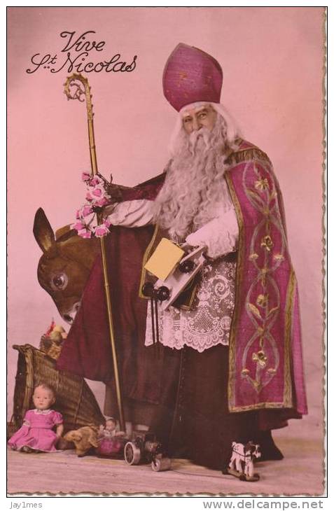 Lot 4 Cpa Fantaisie-St-Nicolas / Sinterklaas / Sint Niklaas-nicolaus-nikolaus -jouet-enfant-ane - Autres & Non Classés