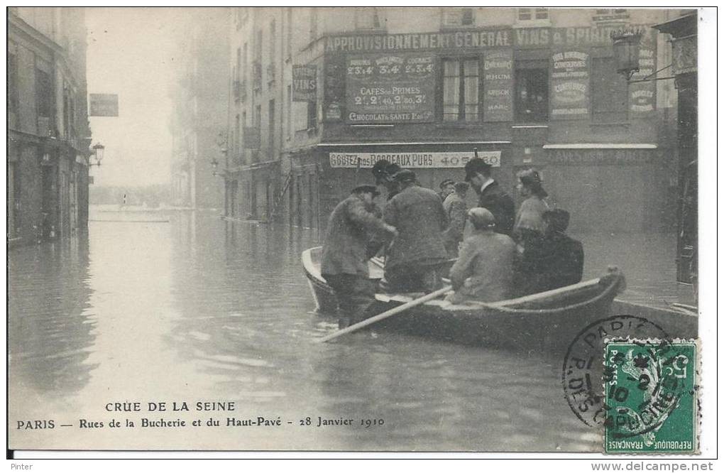 PARIS 5e - LA CRUE DE LA SEINE - Janvier 1910 - Rues De La Bucherie Et Du Haut-Pavé - Arrondissement: 05