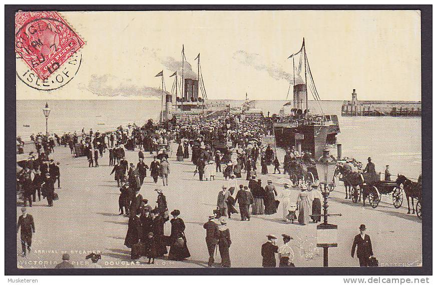 United Kingdom PPC Isle Of Man Arrival Of Steamer Victoria Pier DOUGLAS 1910 To Austria Written In ESPERANTO (2 Scans) - Isla De Man