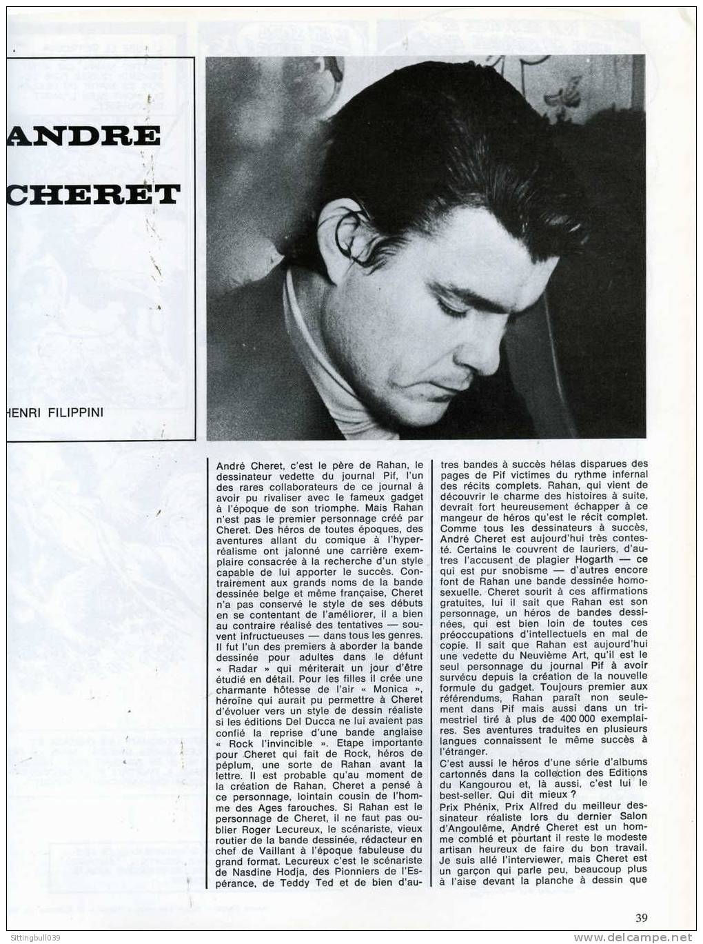 RAHAN ET André CHERET DANS PHENIX N° 44 DE MARS 1976. RARE !. 10 PAGES CONSACREES A RAHAN ET A SON AUTEUR. - Rahan