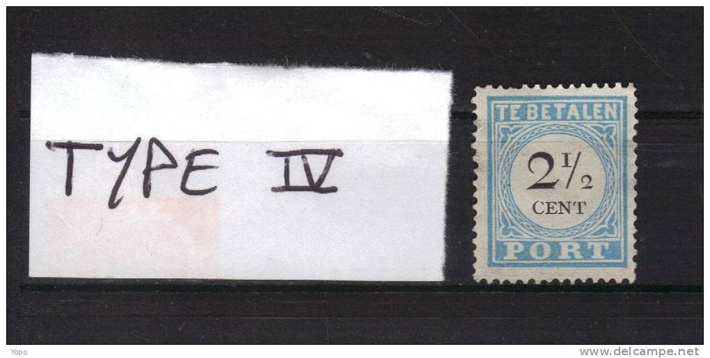 PAYS BAS : Année 1881, Timbre – Taxe, « TYPE IV, 37 Anneaux  », N° 5, Neuf Lavé - Postage Due