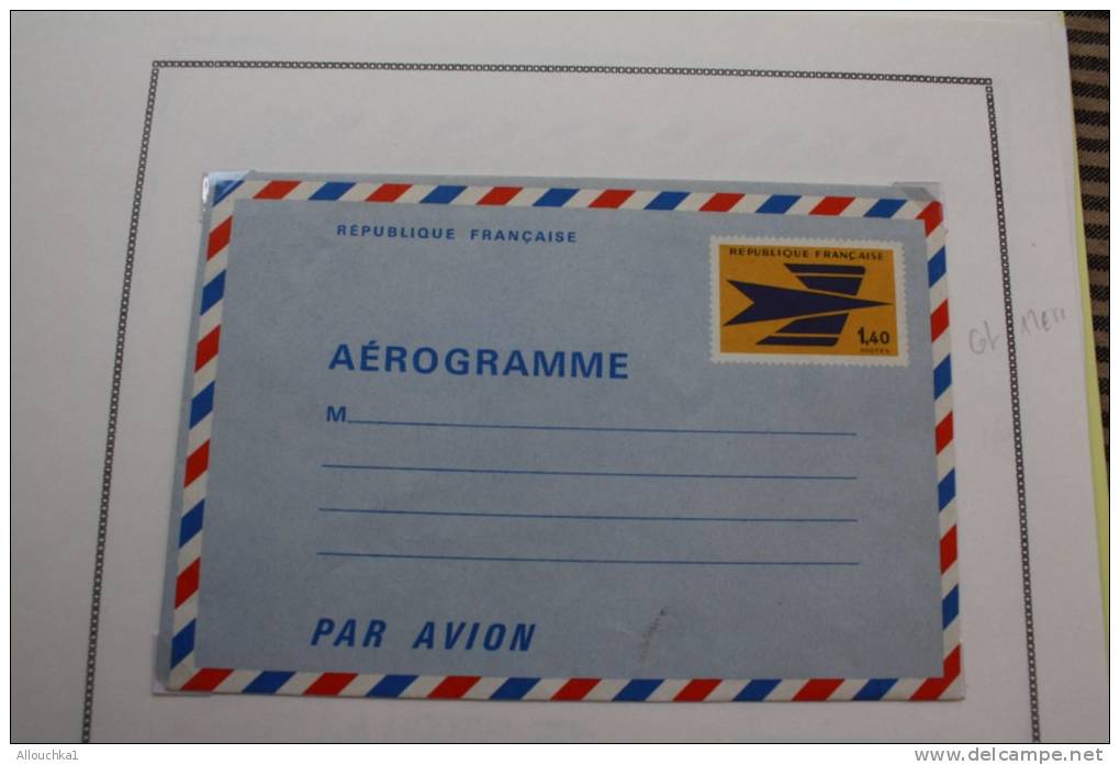 8 Entiers Postaux Aérogrammes >Collection Montée Sur Feuilles MOC >cote Importante Vendus 1&euro; Piéce - Aérogrammes