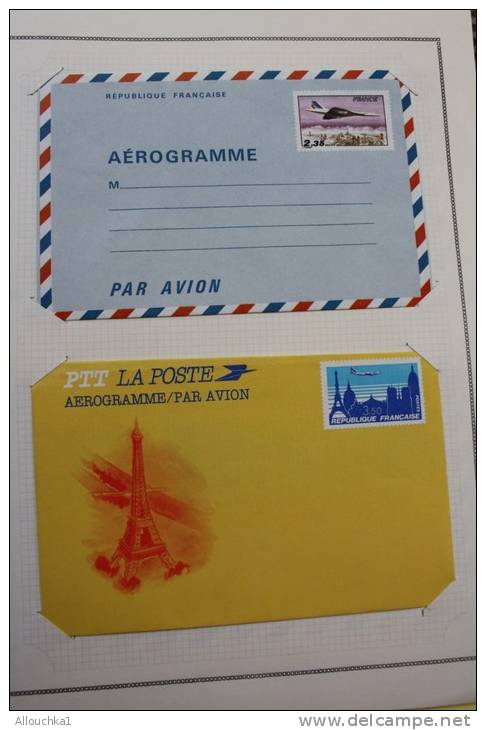 8 entiers postaux aérogrammes >Collection montée sur feuilles MOC >cote importante vendus 1&euro; piéce