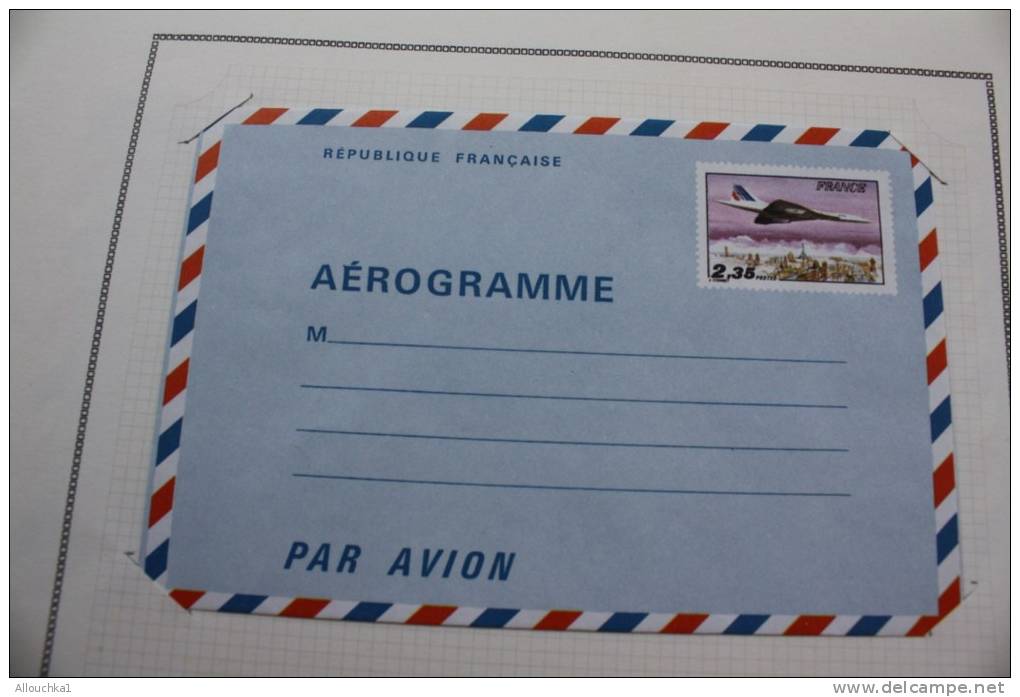 8 entiers postaux aérogrammes >Collection montée sur feuilles MOC >cote importante vendus 1&euro; piéce