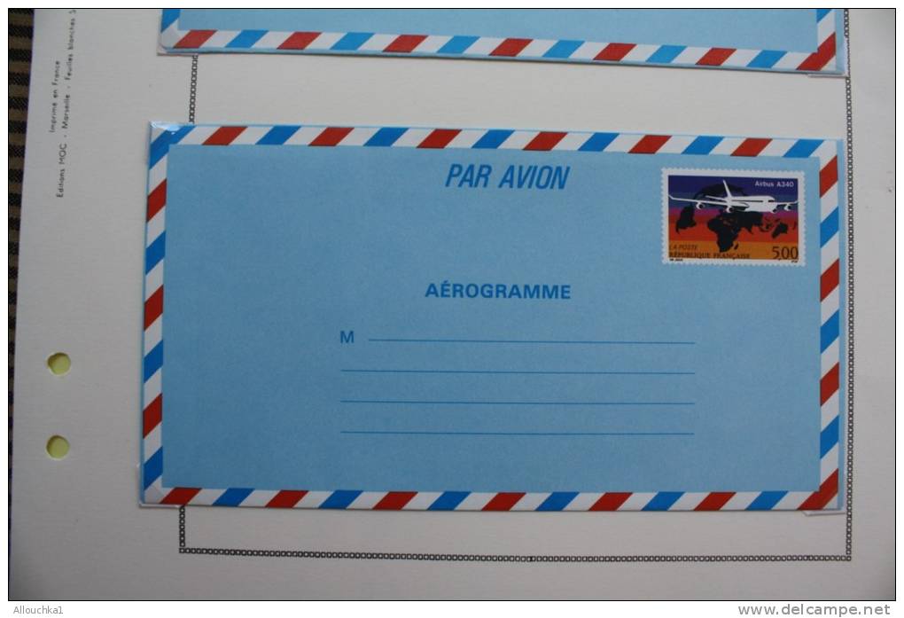 8 entiers postaux aérogrammes >Collection montée sur feuilles MOC >cote importante vendus 1&euro; piéce