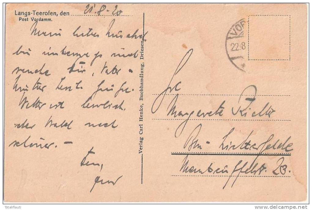 Langs Teerofen Bei Driesen Neumark Am Lubowsee Drezdenko 21.8.1920 Gelaufen - Neumark