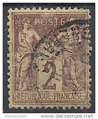 1877-80 FRANCIA USATO SAGE II TIPO 2 CENT - FR007-2 - 1876-1898 Sage (Type II)