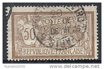 1900 FRANCIA USATO ALLEGORIA TIPO MERSON 50 CENT VARIETà CENTRO MANCANTE - FR010 - Used Stamps