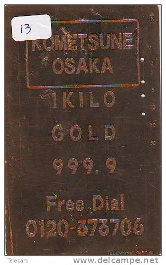 Télécarte Japon * D´OR * PHONECARD JAPAN * FINE GOLD * GOLDBARS  (13) TELEFONKARTE * 1 KILO FINEGOLD - Timbres & Monnaies