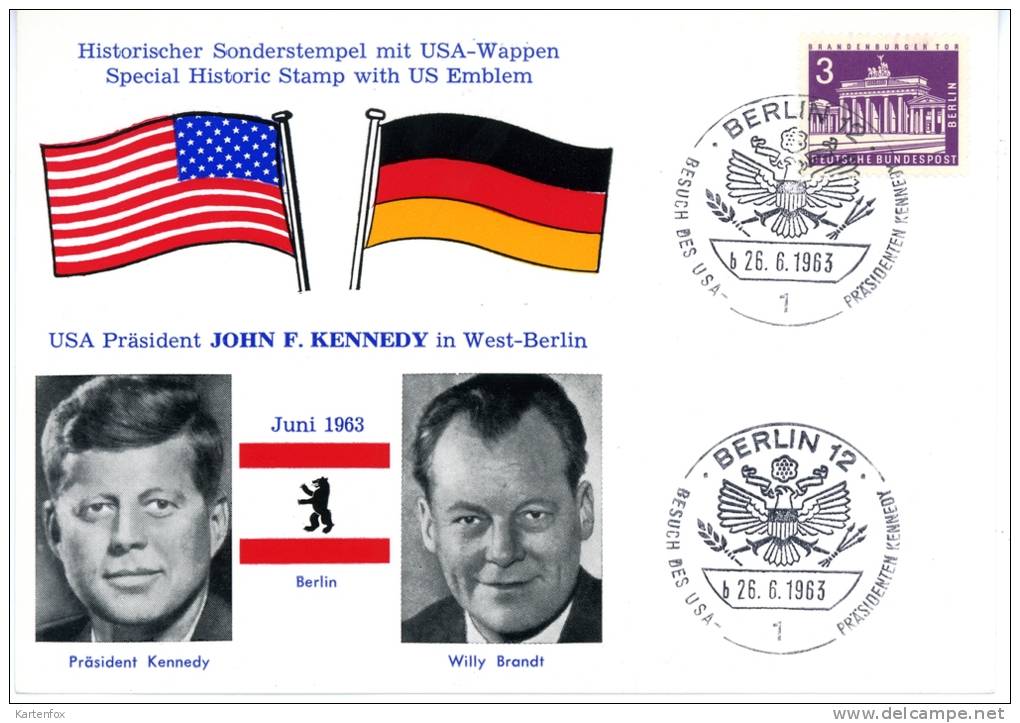 West-Berlin, John F. Kennedy - Willy Brandt, Sonderstempel, 26.6.1963 - Ereignisse