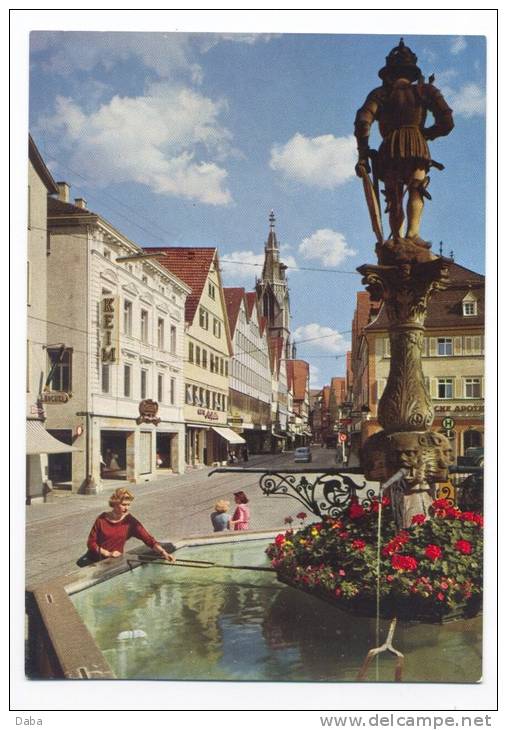 Reutlingen. Marktbrunnen Mit Wilhelmstrabe. - Reutlingen