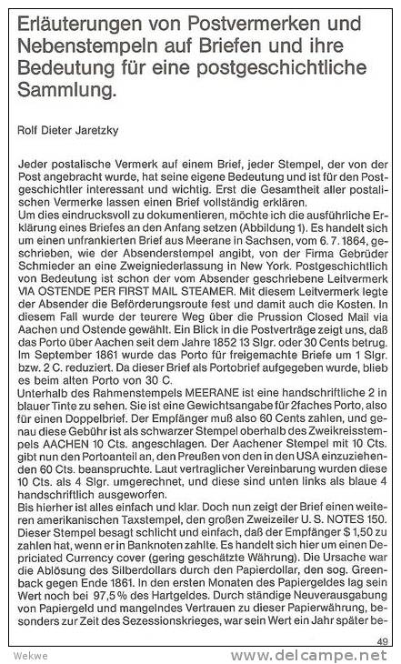 Altdeutschland /  Post Ins Europ. Ausland U. Uebersee. Vermerke /Stempel Etc. (10 DIN A5 Seiten) - Filatelia E Storia Postale