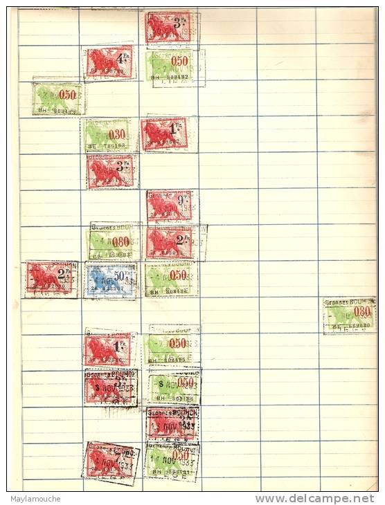 Timbres Fiscaux Collés 1933 - Other & Unclassified