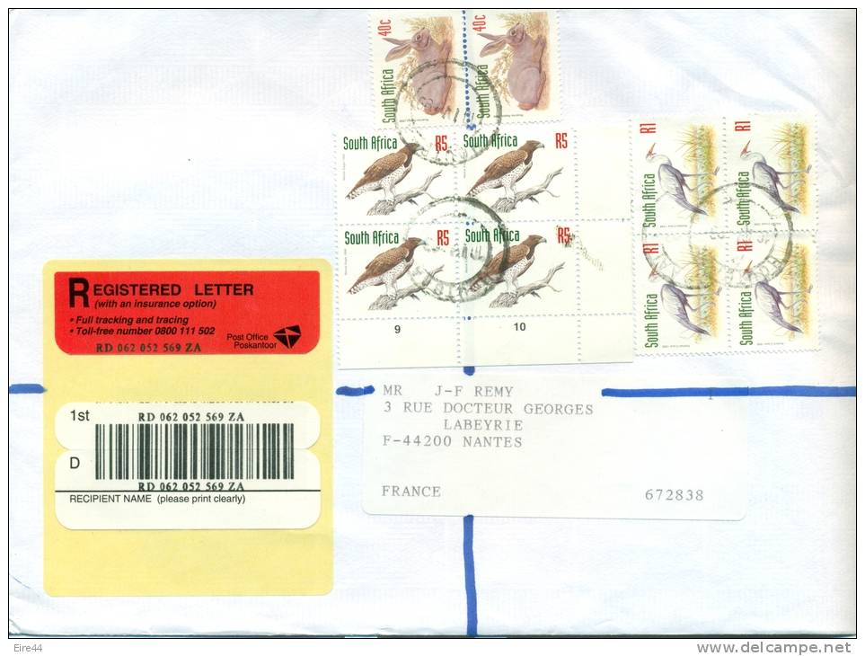 South Africa 1989 Hout Bay Registered Cover Eagle Rabbit Crane - Lettres & Documents