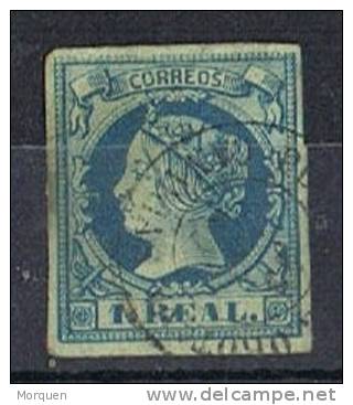 Sello 1 Real Isabel II 1860, Fechador PUERTO OROTAVA (Canarias), Num 55 º - Gebruikt