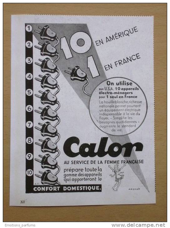 Pub Papier 1946 CALOR Lyon Monplaisir Prise électrique - Publicités