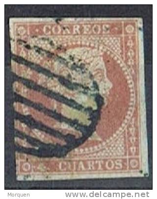 Sello 4 Cuartos Rojo,  Isabel II 1855, VARIEDAD Papel,  Num 40 P º - Gebruikt