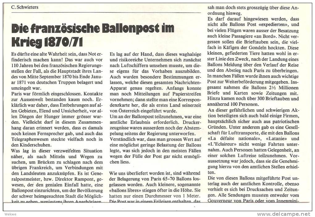 Krieg 1870/71 /  Franz. Ballonpost - Philatelie Und Postgeschichte