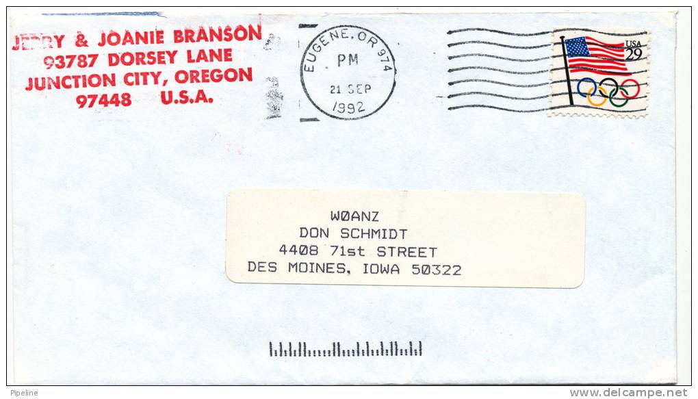 USA Cover Eugene 21-9-1992 - Covers & Documents